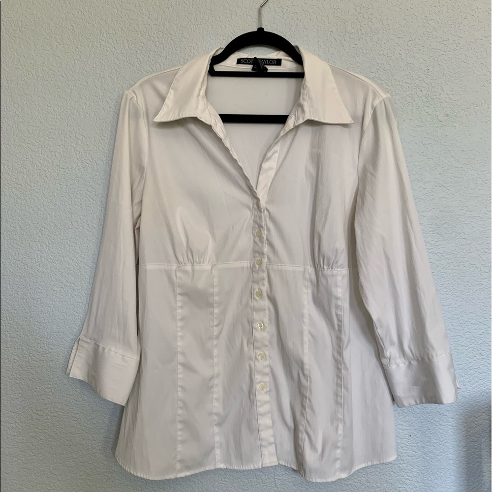 Scott Taylor White Button Down Blouse